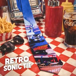 Sonic Drive In Novelty Necktie Retro Fast Food Americana Graphic Tie